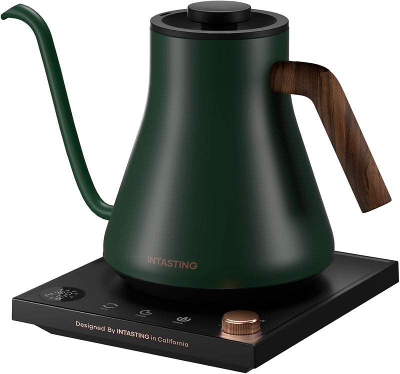 intasting Electric Kettles, Gooseneck Electric Kettle, ±1℉ Temperature Control, Stainless Steel Inner, Quick Heating, for Pour Over Coffee, Brew Tea, Boil Hot Water, 0.9L Hunter Green - Image 1
